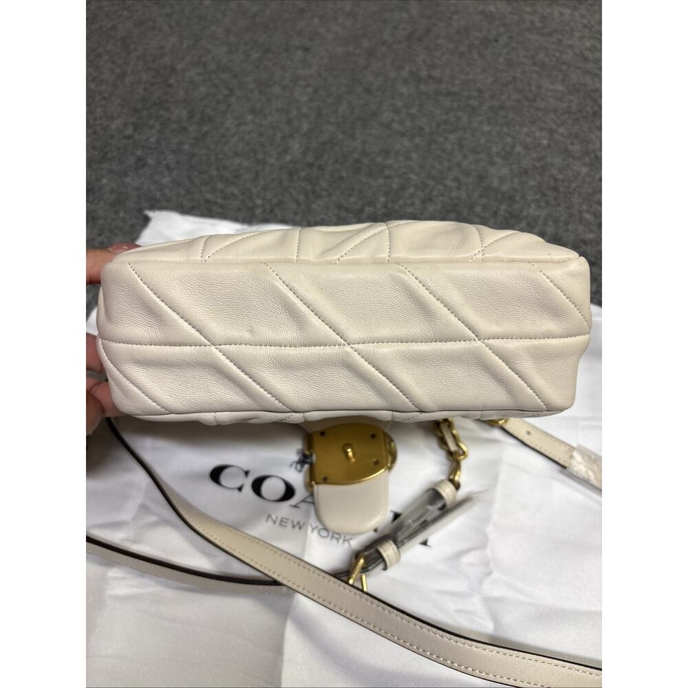 NEW Coach Times Square Tabby Shoulder Bag 20 With Quilting Brass/ Chalk $495 - Picture 9 of 11